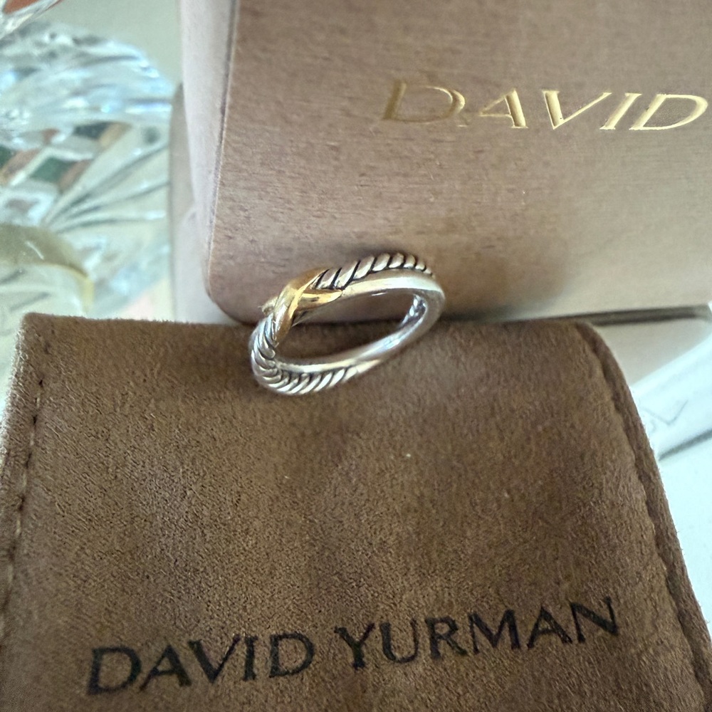David Yurman Petite X Ring Sterling Silver with 18k Gold Accent 4.5